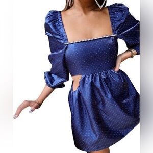 Danielle Bernstein Navy Dress with White Dots